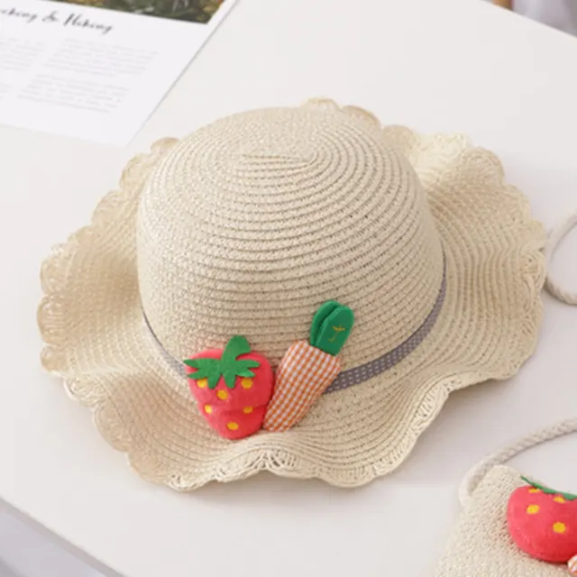 Summer Baby Flower Breathable Hat Straw Hat With Handbag Bags - Shop at LoveMi