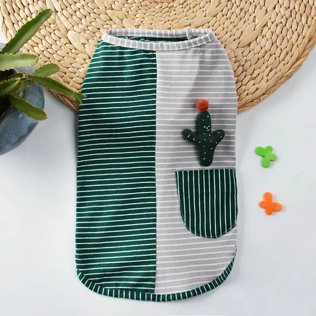 Pure Cotton Striped Knitted Dog Vest Clothes Green - Shop at LoveMi