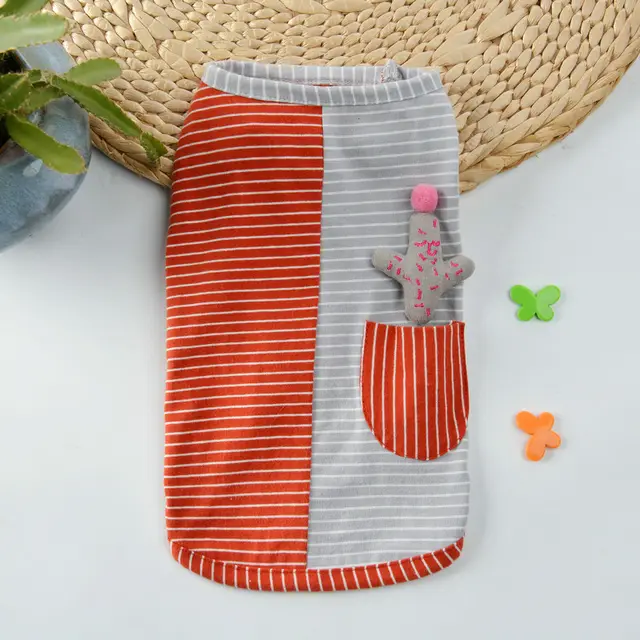 Pure Cotton Striped Knitted Dog Vest Clothes Red - Shop at LoveMi
