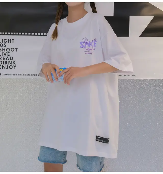 Summer National Tide New Letter Printing Short sleeved T shirt Female Korean Student Couple Top White - Shop at LoveMi