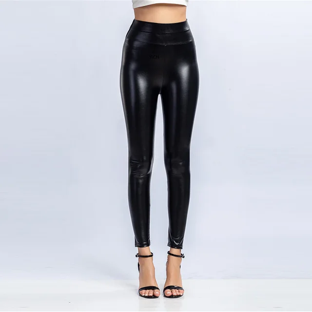 PU Hips Plus Size High Waist Leather Pants Black - Shop at LoveMi