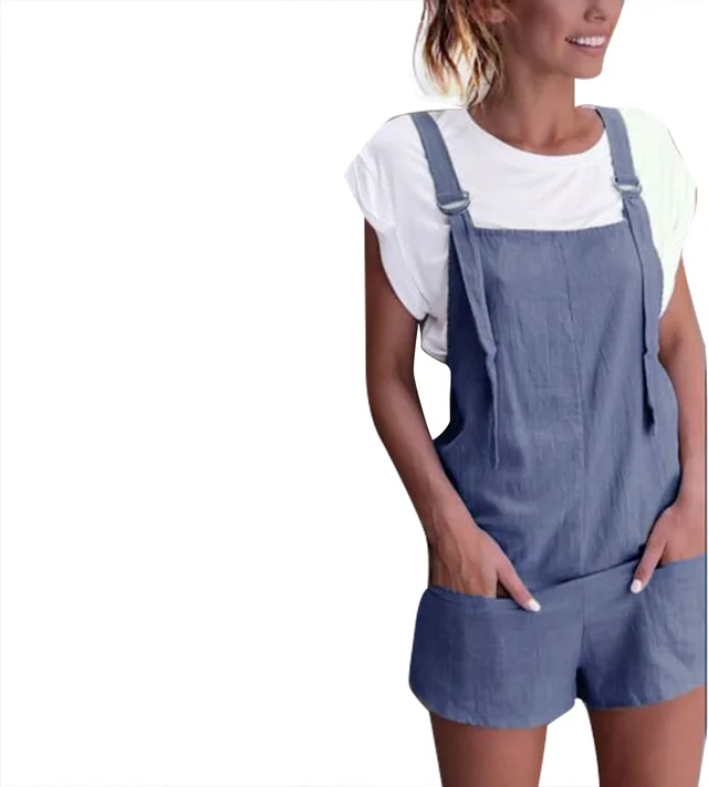 Summer New Suspenders Pocket Suspenders Jumpsuit Shorts Blue - Shop at LoveMi