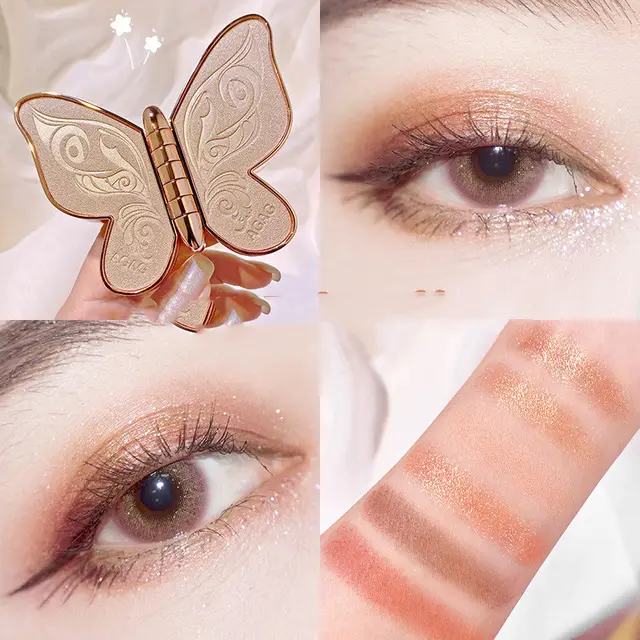 6 Colors Eyeshadow Palette Butterfly Eye Shadow Lucky Koi Pearl Sequins Glitter Matte Makeup Plate Glitter Eyeshadow - Shop at LoveMi