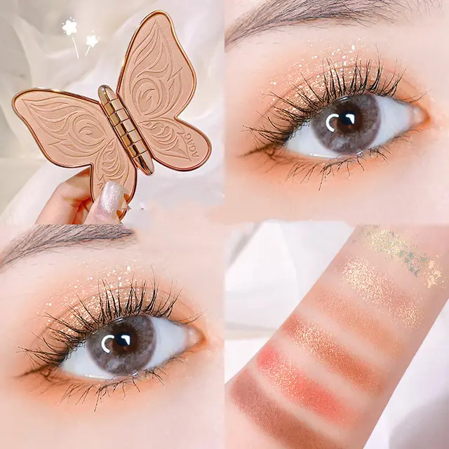6 Colors Eyeshadow Palette Butterfly Eye Shadow Lucky Koi Pearl Sequins Glitter Matte Makeup Plate Glitter Eyeshadow - Shop at LoveMi