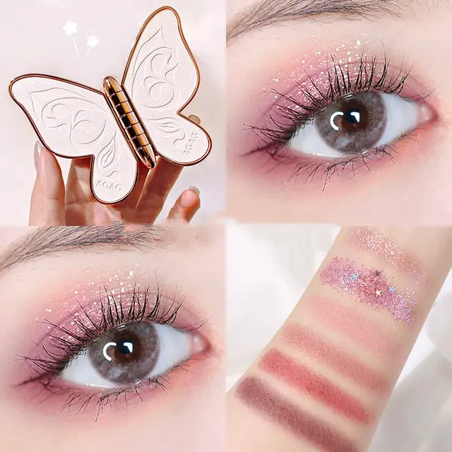 6 Colors Eyeshadow Palette Butterfly Eye Shadow Lucky Koi Pearl Sequins Glitter Matte Makeup Plate Glitter Eyeshadow - Shop at LoveMi