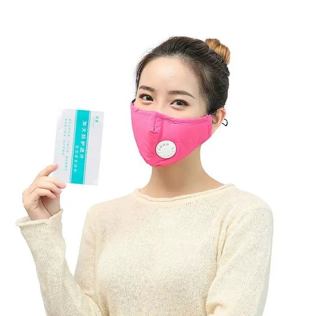 Fashion Thicken Anti Wind Mouth Muffle Anti Air Pollution Mouth Mask With Filter Pink - Shop at LoveMi