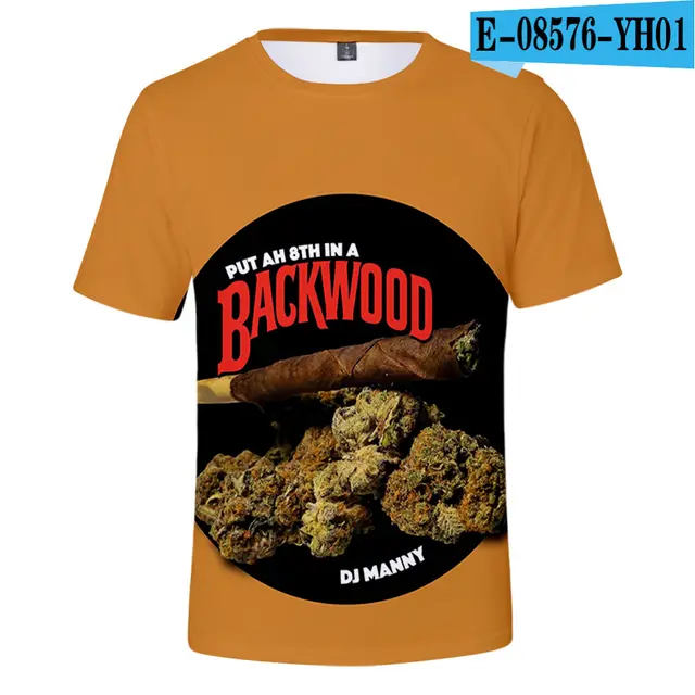 European And American Trend Cigar 3D Digital Printing Trend Men's And Women's Short Sleeves Brown - Shop at LoveMi