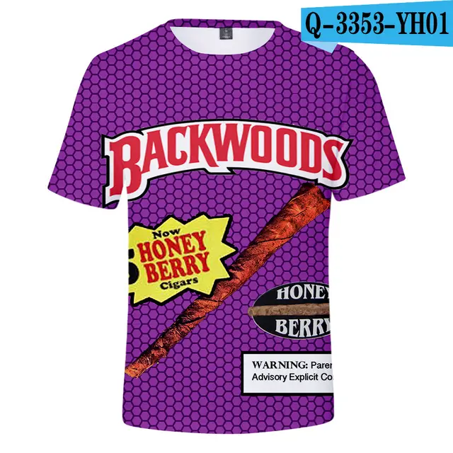 European And American Trend Cigar 3D Digital Printing Trend Men's And Women's Short Sleeves Purple - Shop at LoveMi