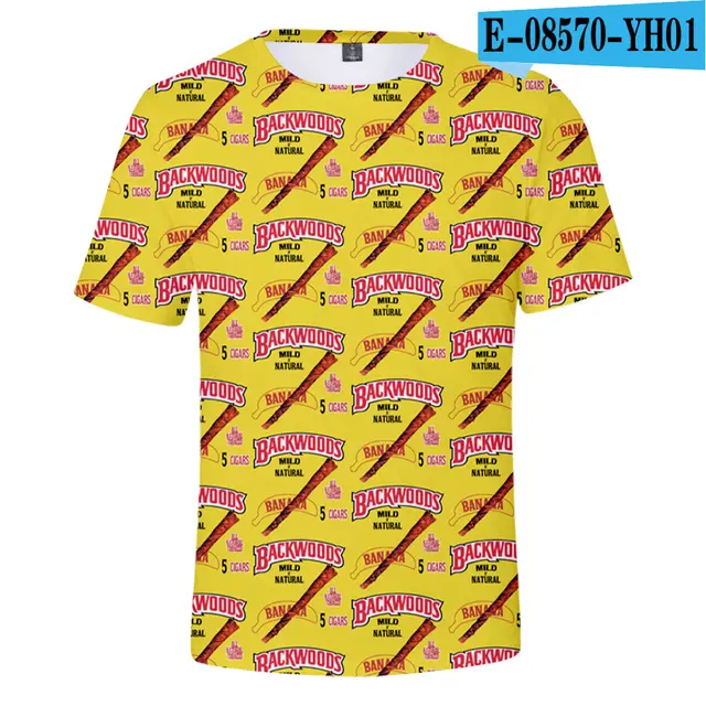 European And American Trend Cigar 3D Digital Printing Trend Men's And Women's Short Sleeves Yellow - Shop at LoveMi