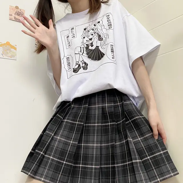 Original Japanese E Sports Girl Jk Pure Cotton Short Sleeved T Shirt Female New Loose Wild Sweet And Spicy Blouse Summer White - Shop at LoveMi