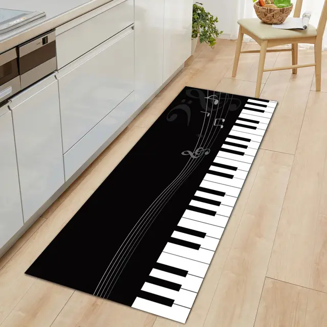 Zeegle 3D Printed Kitchen Carpet Polyester Living Room Decor Rug Kids Room Play Rug Bedside Floor Mat Black - Shop at LoveMi