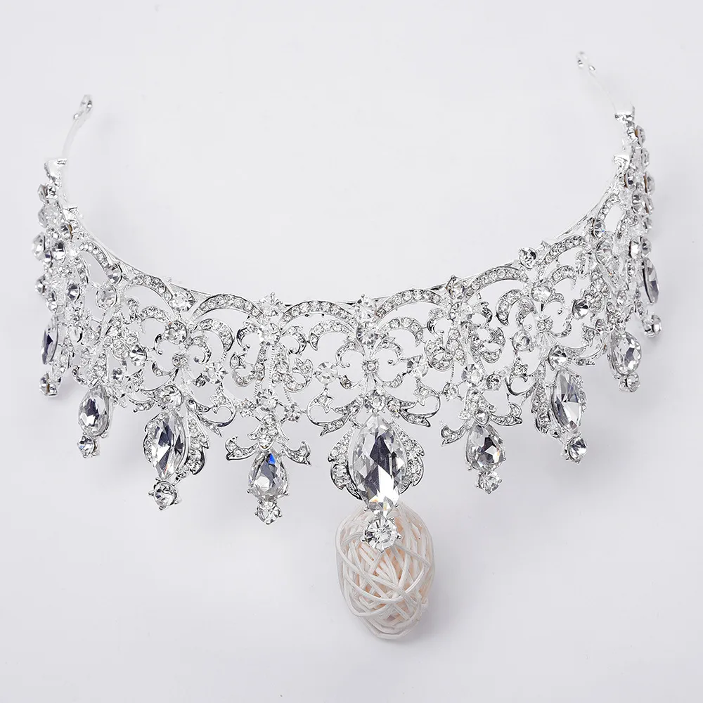 Baroque Crown Wedding Diadem Dress Accessories - Silver White