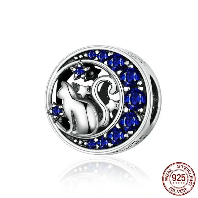 European And American Playful Cat Inlaid Diamond Loose Beads S925 Sterling Silver Pendant Accessory 2Style - Shop at LoveMi