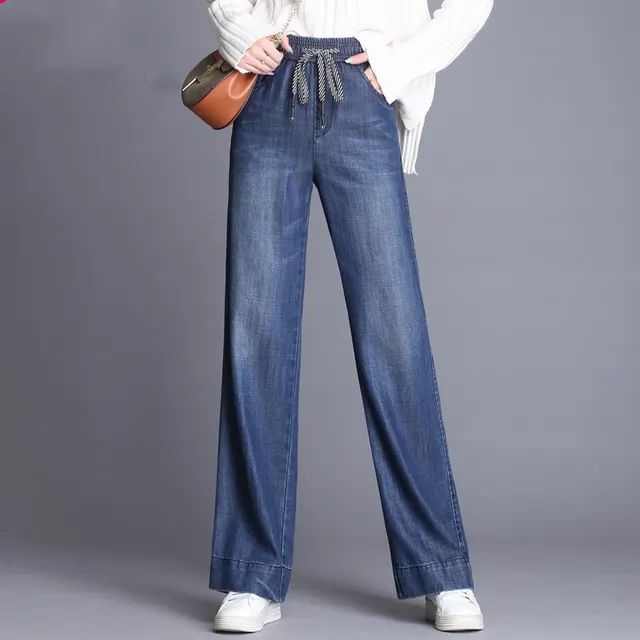 Denim Slim Retro High Waist Loose Casual Pants Blue - Shop at LoveMi
