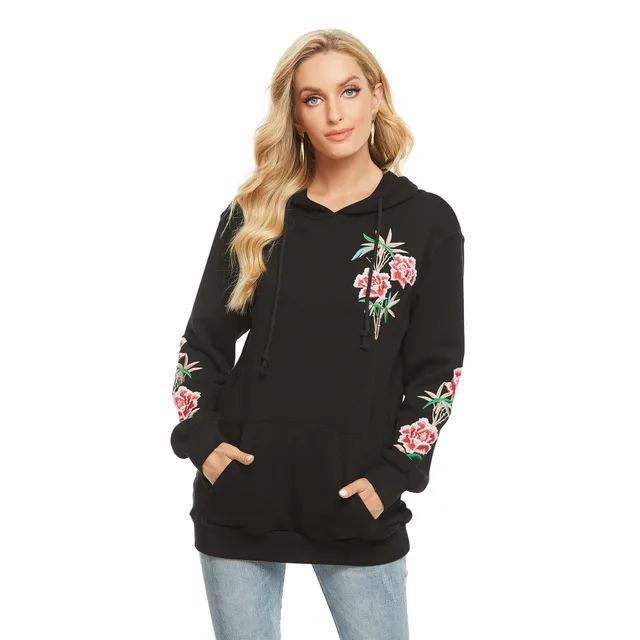 Women's Long Embroidered Sweater Coat Black - Shop at LoveMi
