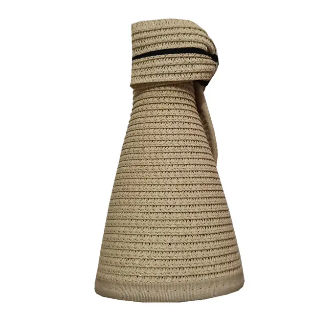 Straw Hat Rollable And Foldable Empty Top Hat Beige - Shop at LoveMi