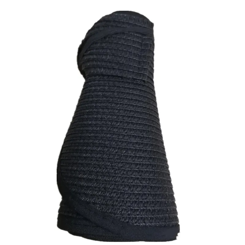 Straw Hat Rollable And Foldable Empty Top Hat - Black