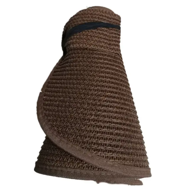 Straw Hat Rollable And Foldable Empty Top Hat Coffee - Shop at LoveMi