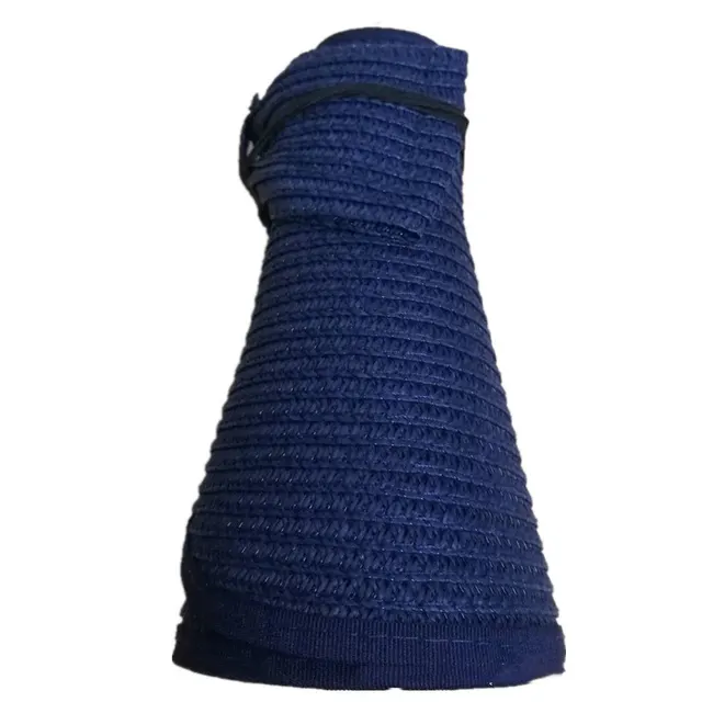 Straw Hat Rollable And Foldable Empty Top Hat Navy Blue - Shop at LoveMi