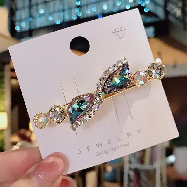 Rhinestone Side Clip Diamond Bangs Clip Girl Headwear Purple - Shop at LoveMi