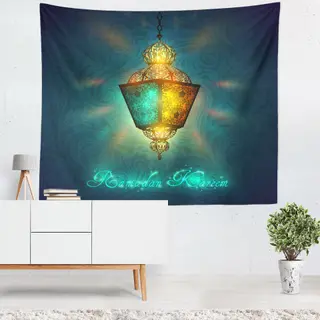 Colorful Lantern Living Room Bedroom Tapestry Eid Mubarak Wall Carpet Mural - 01Style