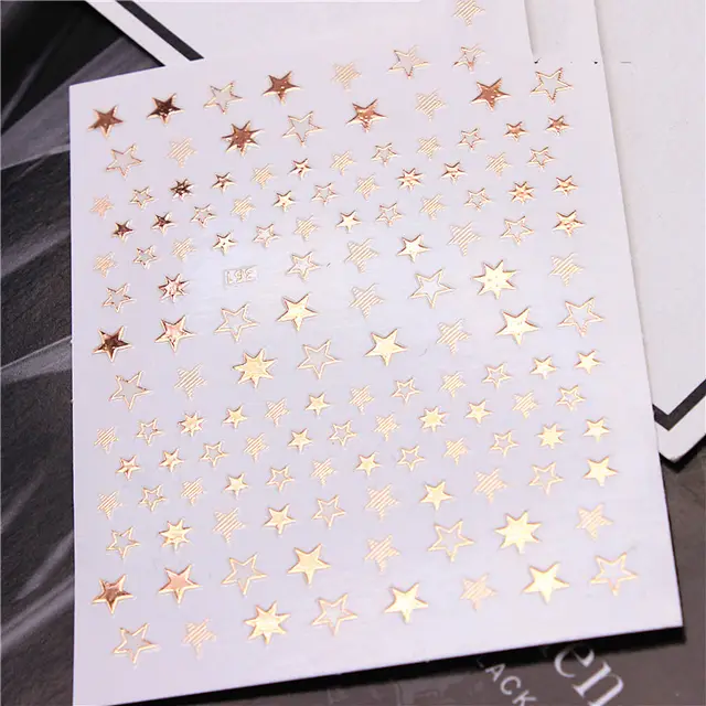 Cute Fashion Hollow Star Nail Sticker Rose Gold - Shop at LoveMi