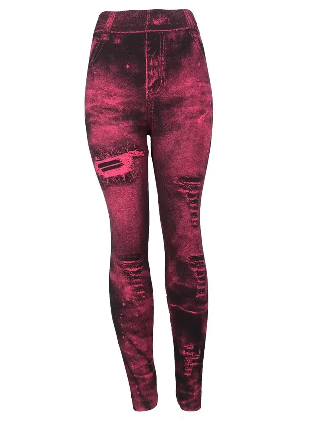 Foreign Trade Denim Leggings Women Pink - Shop at LoveMi