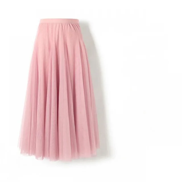 Half length Skirt Women Fall Winter Over the Knee Long Skirt With Sweater High Waist A line Pink - Shop at LoveMi