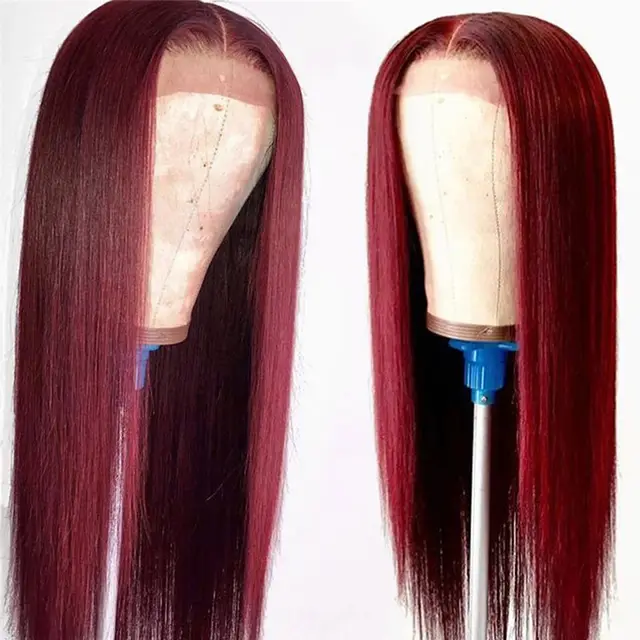 Medium Part Straight Hair Mechanism Chemical Fiber Hair High Temperature Silk Wig Wine Red - Shop at LoveMi
