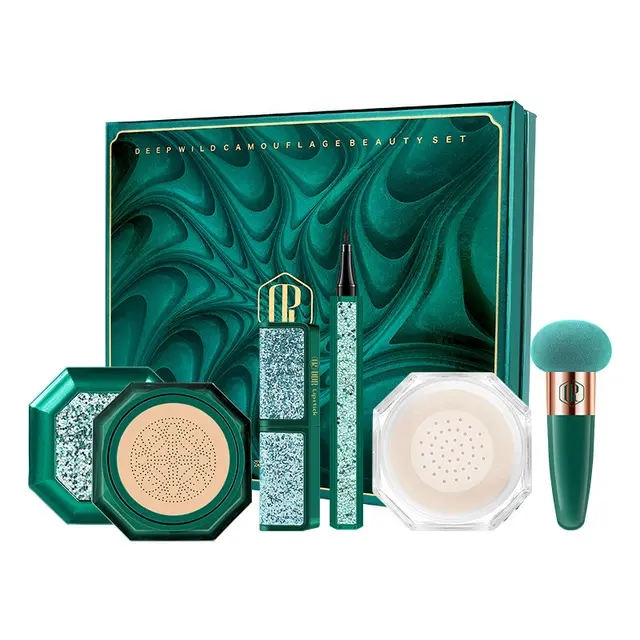 Beauty Set Cushion BB Cream Lipstick Eyeliner Green - Shop at LoveMi
