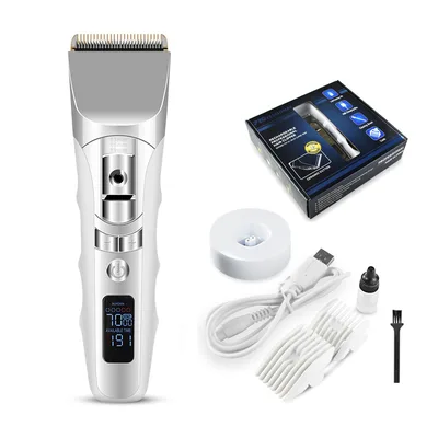 Rechargeable Mute Lcd Electric Hair Clipper Silver - Shop at LoveMi