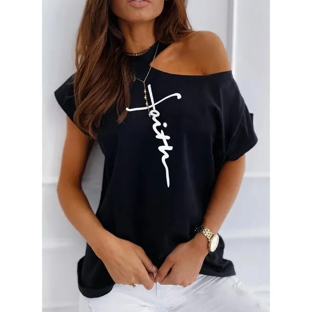 European Style Solid Color Short Sleeved Casual T shirt Women Summer New Round Neck Loose Blouse Blacka - Shop at LoveMi