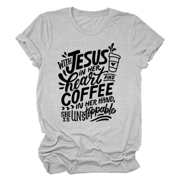 Letter Casual Loose Street Fashion Short Sleeve T shirt Light Gray Black - Shop at LoveMi