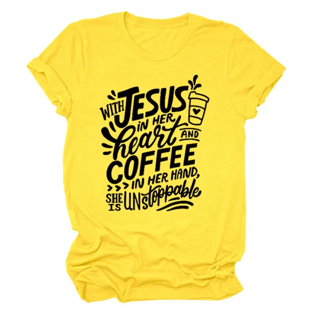 Letter Casual Loose Street Fashion Short Sleeve T shirt Yellow Black - Shop at LoveMi