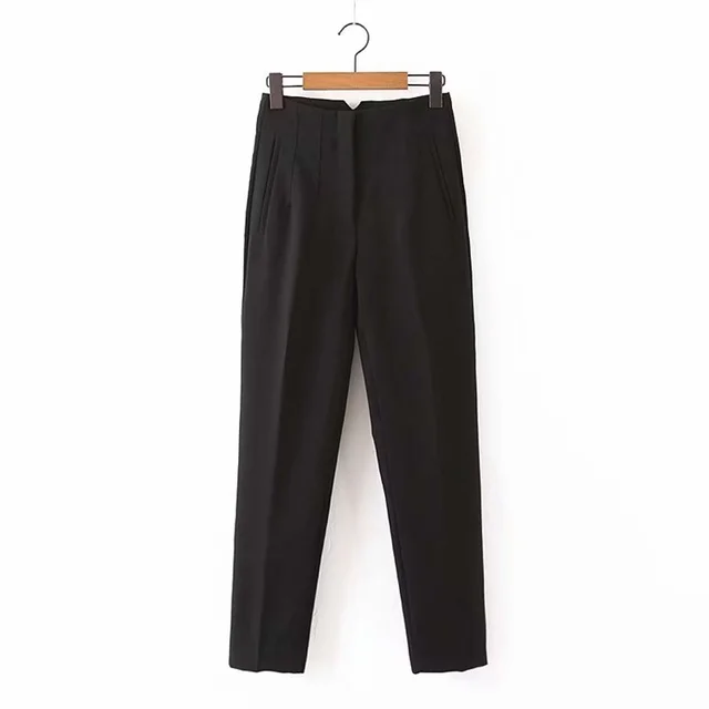 High Waist Straight Pleated Slacks Black - Shop at LoveMi