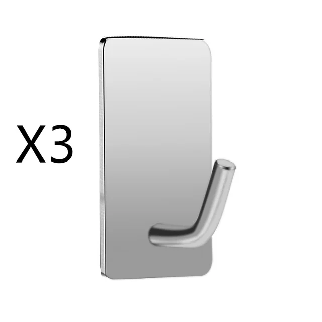 Coat Hanger Rack Wall Hook Storage Self Adhesive Sticky Stainless Steel Bathroom Kitchen 3M Glue Installation X3 - Shop at LoveMi