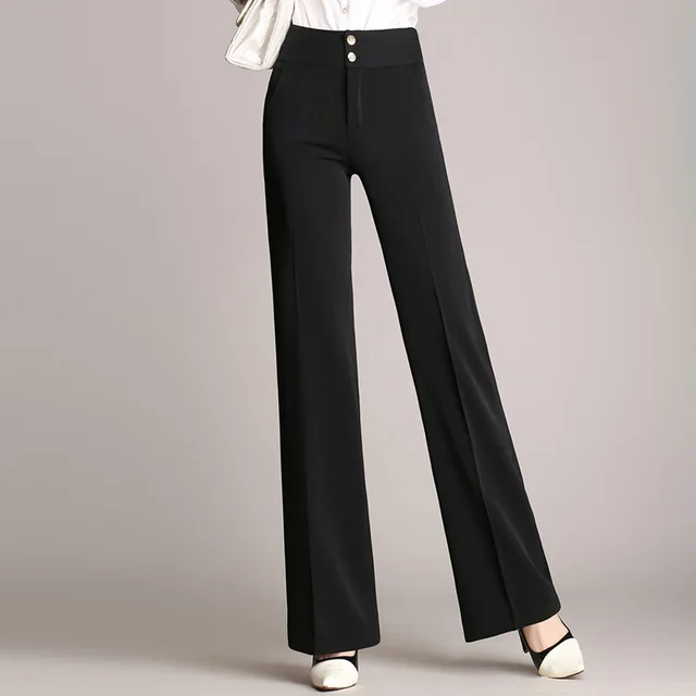 Falling Sense Straight Leg Pants Wide Leg Pants Casual Trousers Black - Shop at LoveMi