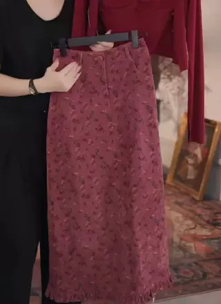 Floral Half-Length Skirt Female Spring And Summer New Mid-Length Skirt, High Waist, Thin Temperament, A-Line Skirt, Long Chiffon Skirt, Small Fresh...