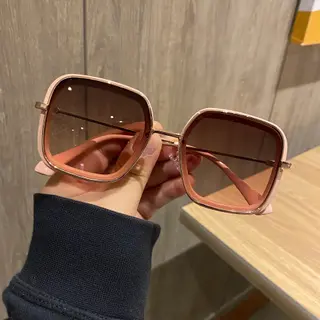 Retro Big Frame Square Brown Sunglasses For Women - Pink