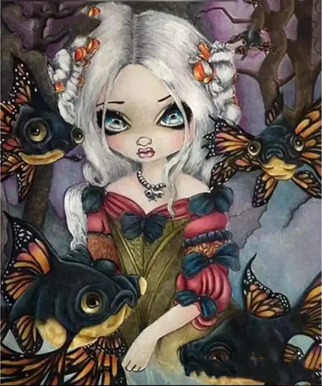 New Style Usa Popular Diamond Embroidery Full Cartoon Girl 5D White - Shop at LoveMi