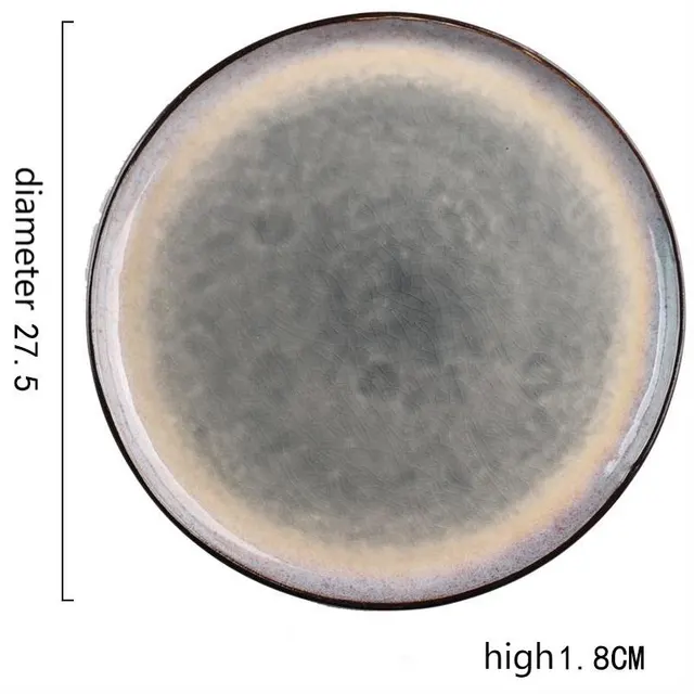 Japanese Style Retro Ice Cracked Glaze Plate Bowl Cup Dark Grey - Shop at LoveMi