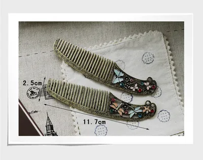 Korean Retro Comb Diamond Alloy Comb Butterfly Dream Dragonfly Sound Hollow Comb Dragonfly - Shop at LoveMi
