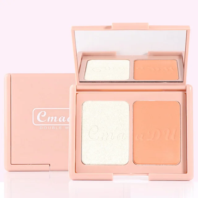 Two Tone Delicate Natural Blush Highlighter Powder Repairing Palette - Shop at LoveMi