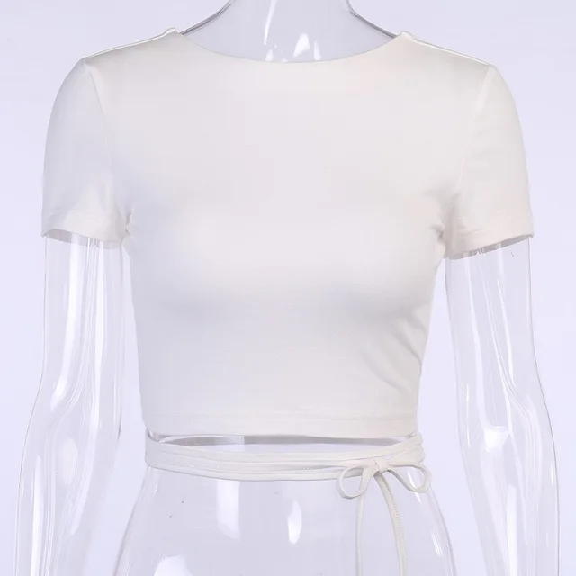 Women's Hollow Back Short sleeved T shirt White - Shop at LoveMi