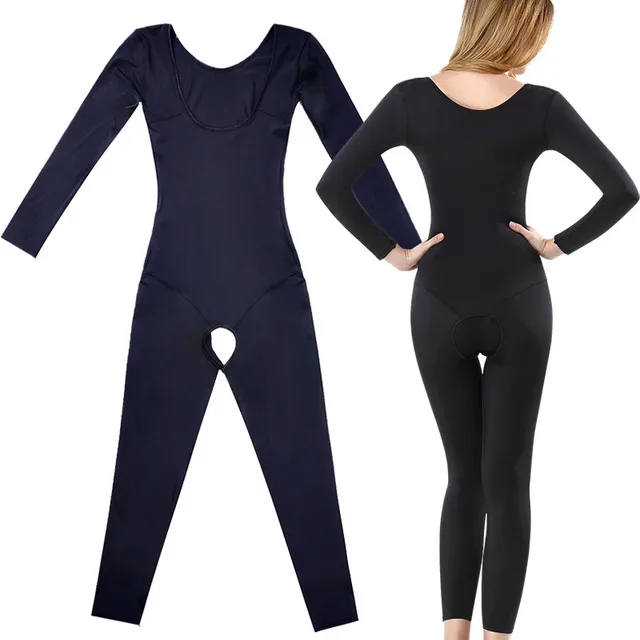 Shapewear One Piece Bodysuit Fat Burning Abdomen Girdle Body Postpartum Hip Lifting Long Sleeve Trousers Thin Whole Body Seamless Women Black - Shop at LoveMi