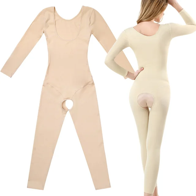 Shapewear One Piece Bodysuit Fat Burning Abdomen Girdle Body Postpartum Hip Lifting Long Sleeve Trousers Thin Whole Body Seamless Women Skin Tone - Shop at LoveMi