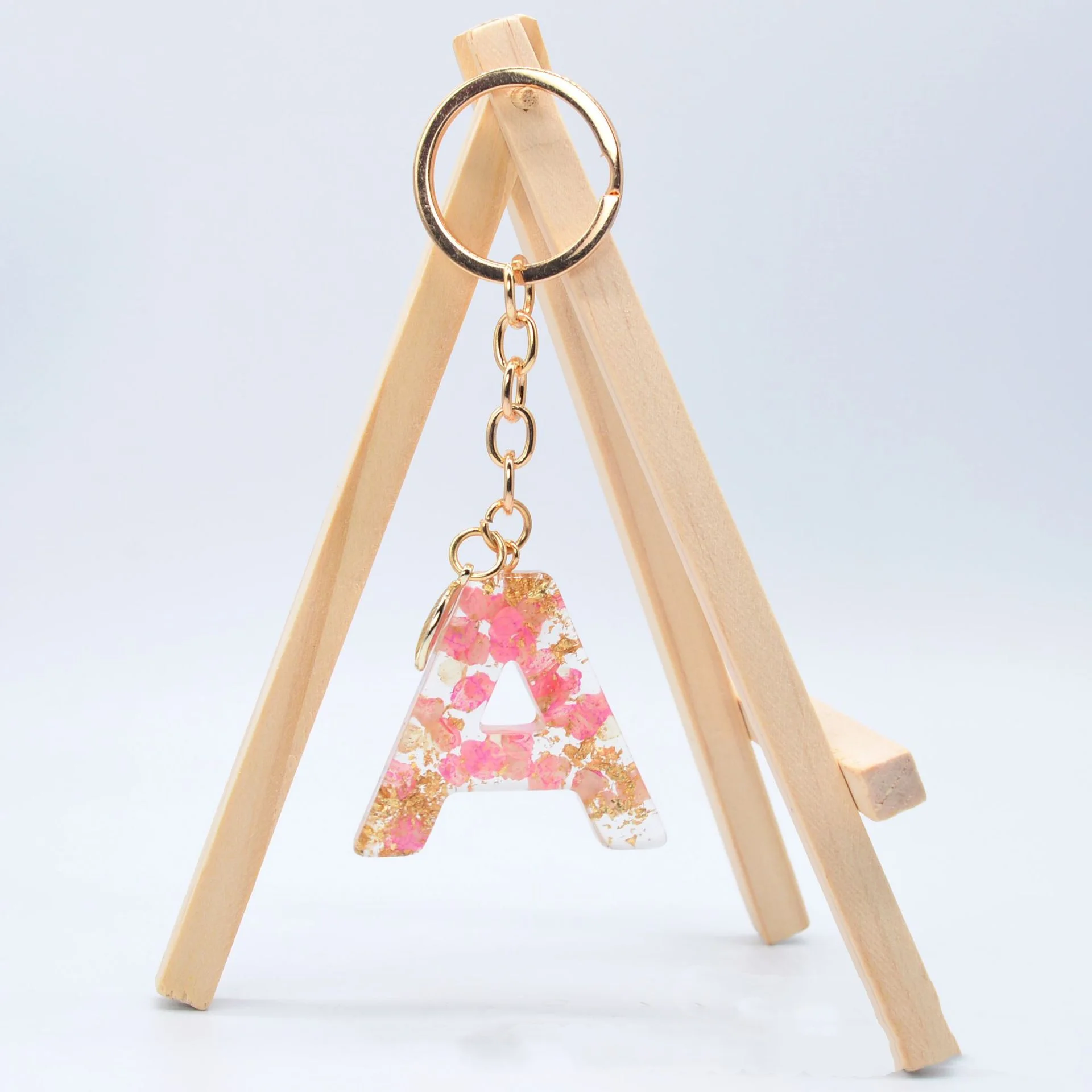 Resin Purple Epoxy English Keychain - Pink
