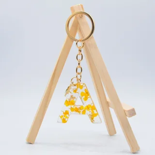 Resin Purple Epoxy English Keychain - Yellow