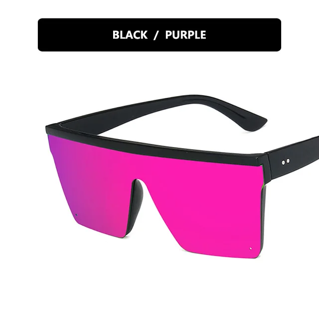 Trendy Big Box Personality One piece Retro Sunglasses For Men and Women Street Shooting Black Purple - Shop at LoveMi