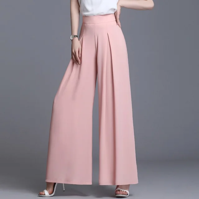 New Style Draped Pleated High Waisted Loose Casual Pants Fat Leg Pants Pink - Shop at LoveMi